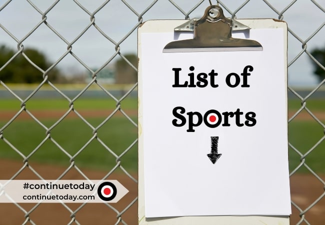 A Bord Holding List of Sports Outside of a Field