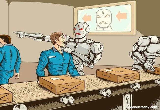 AI robot replacing jobs of human