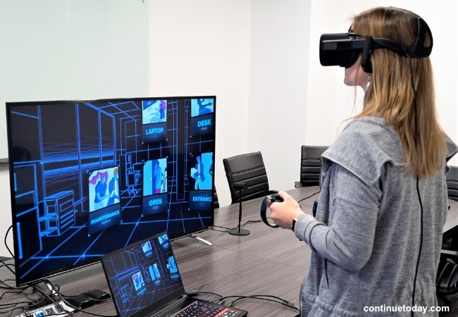 girl using VR gear for Augmented Reality