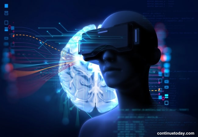 human wearing virtual reality gear to experience multisensory applications of extended reality