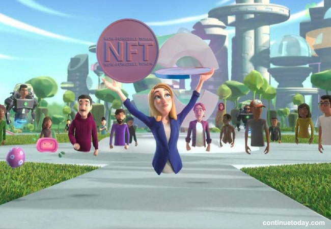 avatar holding nft coin in metaverse