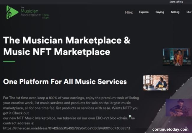 website of a music platform for nfts 