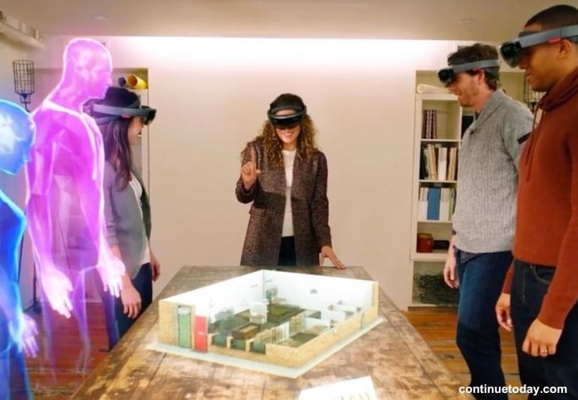 a group of office people using AR in the Workplace