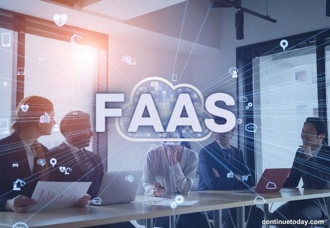 a group of people with devices using FaaS (Function-as-a-Service)