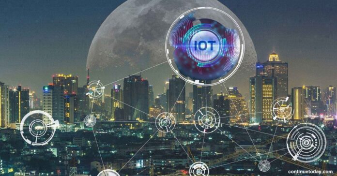 town covered with iot network