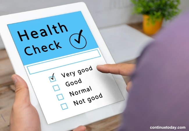 human finger indicating health checklist observation