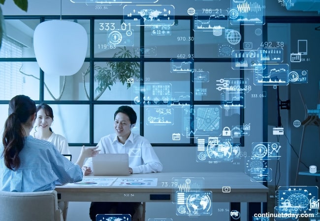 two female and one male using socially-focused IoT