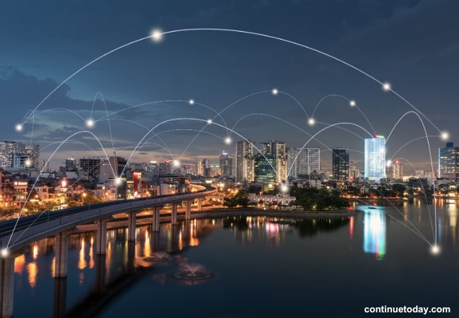 a city covered with Wireless Long-Range network of IoT