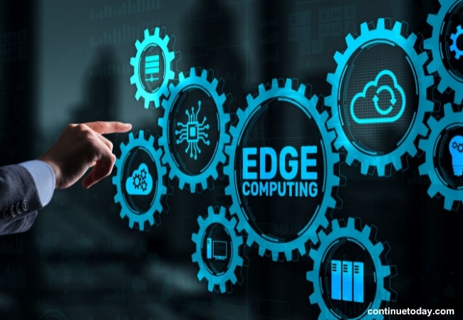 Human hand indicating types of Edge Computing