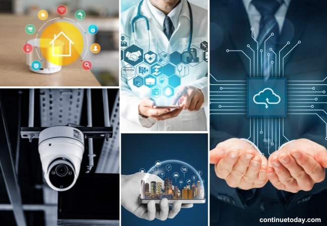 5 images presenting examples of fog computing