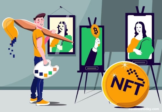 Boy promoting NFT collection by advertising on marketplaces 