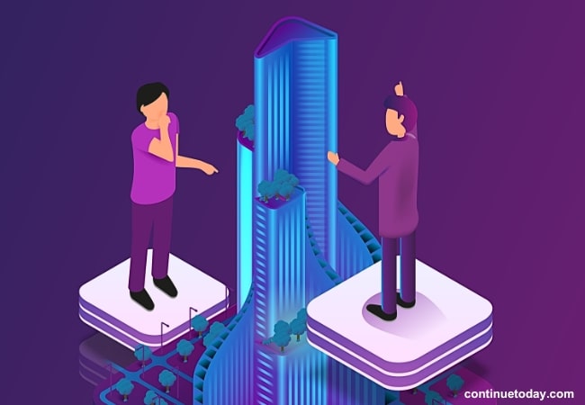 two man's avatar in architecture business with Metaverse technology