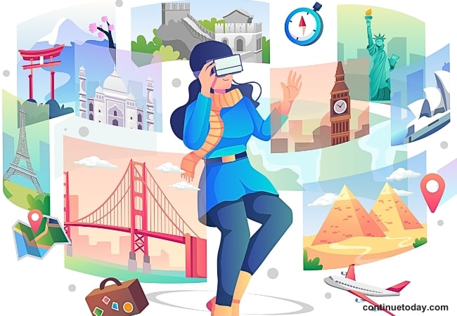 girl in Metaverse enjoying traveling and tourism sector