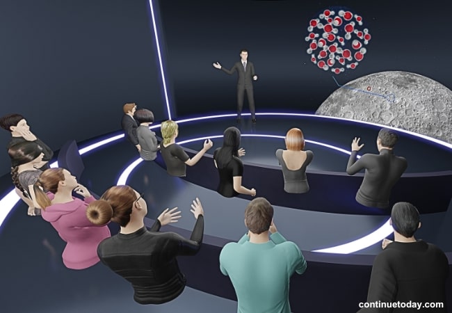 a group of people's avatar in Metaverse for virtual conference