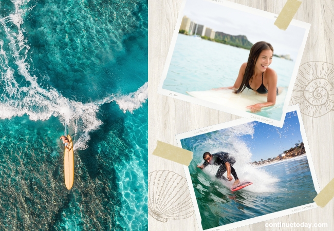 Surfing at Waikiki Beach