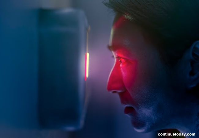 man using biometric system